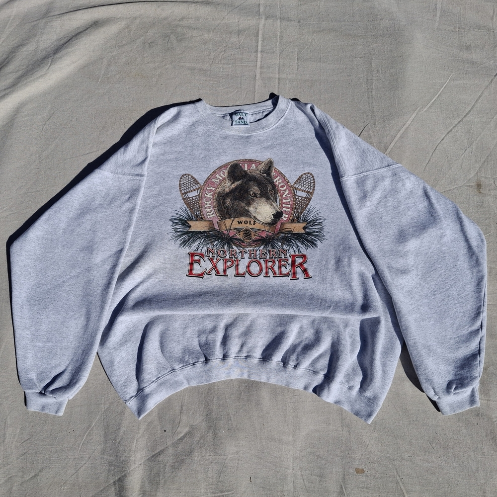 Vintage 90's Galt Sand Northern Explorer Wolf Sweater - Men's XL